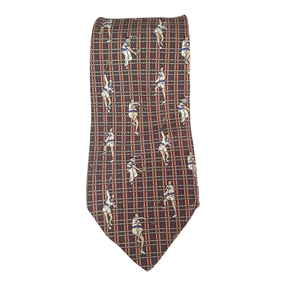 Tommy Hilfiger Men's Necktie Tennis Players Italian Silk USA